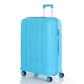 MÇS Bavul Büyük ve Kabin 2li Set Kırılmaz Silikon Valiz V305 AçıkMavi thumbnail 3