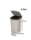 Omnipazar ELF-İ344 Slim Pedallı Plastik Çöp Kovası İç Kovalı 8 lt - 6