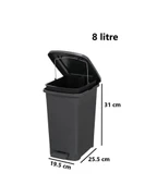 Omnipazar ELF-İ344 Slim Pedallı Plastik Çöp Kovası İç Kovalı 8 lt - 2