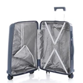 MÇS Bavul Büyük ve Kabin 2li Set Kırılmaz Silikon Valiz V305 Laci - 3