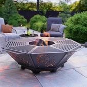 Oktagon Ateş Çukuru Izgaralı Sekizgen Barbekü Bahçeniz için Porta thumbnail 5