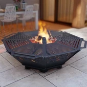 Oktagon Ateş Çukuru Izgaralı Sekizgen Barbekü Bahçeniz için Porta thumbnail 3