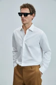 Lufian 111010634 Farla Erkek Basic Gömlek Regular Fit Beyaz Erkek Gömlek thumbnail 4