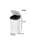 Omnipazar ELF-İ344 Slim Pedallı Plastik Çöp Kovası İç Kovalı 8 lt - 4