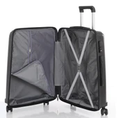 MÇS Bavul Büyük ve Kabin 2li Set Kırılmaz Silikon Valiz V305 Siyah thumbnail 5