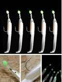 Eagenset Silikon Balıklı Çapari 5.5 Cm (2 Adet) Silikon At Çek Takımı Beyaz Fosforlu Glow Gözler ve Fosforlu Glow Boncuklu thumbnail 8