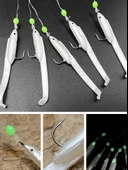 Eagenset Silikon Balıklı Çapari 5.5 Cm (2 Adet) Silikon At Çek Takımı Beyaz Fosforlu Glow Gözler ve Fosforlu Glow Boncuklu thumbnail 1