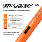 USB 5V 8W Sıcaklık Ayarlı USB Kalem Havya Seti thumbnail 3