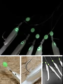 Eagenset Silikon Balıklı Çapari 5.5 Cm (2 Adet) Silikon At Çek Takımı Beyaz Fosforlu Glow Gözler ve Fosforlu Glow Boncuklu thumbnail 2