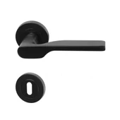 Hira Eda Alüminyum Yuvarlak Rozetli Kapı Kolu Mat Siyah Oda thumbnail 1