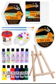 Kare Yuvarlak ve Altıgen Tuval 30 cm 12 Renk Akrilik Boya Şövale 1 Paket 30x30 cm Arkadan Zımbalı Astarlı Resim Tuvali - 1
