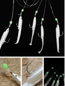 Eagenset Silikon Balıklı Çapari 5.5 Cm (2 Adet) Silikon At Çek Takımı Beyaz Fosforlu Glow Gözler ve Fosforlu Glow Boncuklu thumbnail 10