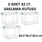 2622 Geçmeli Saklama Kutusu 32 Lt 3 Adet - 1
