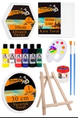 Kare Yuvarlak ve Altıgen Tuval 30 cm 6 Renk Akrilik Boya Şövale 1 Paket 30x30 cm Arkadan Zımbalı Astarlı Resim Tuvali thumbnail 1