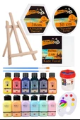 Kare Yuvarlak ve Altıgen Tuval 30 cm 12 Renk 75 ml Akrilik Boya Şövale 1 Paket 30x30 cm Arkadan Zımbalı Astarlı Resim - 1