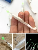 Eagenset Silikon Balıklı Çapari 5.5 Cm (2 Adet) Silikon At Çek Takımı Beyaz Fosforlu Glow Gözler ve Fosforlu Glow Boncuklu thumbnail 11