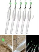 Eagenset Silikon Balıklı Çapari 5.5 Cm (2 Adet) Silikon At Çek Takımı Beyaz Fosforlu Glow Gözler ve Fosforlu Glow Boncuklu thumbnail 7