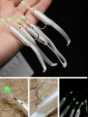 Eagenset Silikon Balıklı Çapari 5.5 Cm (2 Adet) Silikon At Çek Takımı Beyaz Fosforlu Glow Gözler ve Fosforlu Glow Boncuklu thumbnail 5