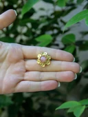 Doğal Taş Pembe Kuvars Doğal Taşlı Çiçek Model Telkari Kadın Ayarlanabilir Altın Kaplama Yüzük euy61pkg thumbnail 3
