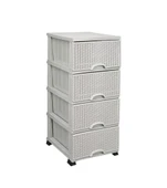 Omnipazar ELF-296 Hasır Desen Plastik Mutfak Komidin Sebzelik 4 Katlı - 1