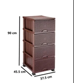 Omnipazar ELF-296 Hasır Desen Plastik Mutfak Komidin Sebzelik 4 Katlı - 8