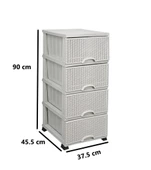 Omnipazar ELF-296 Hasır Desen Plastik Mutfak Komidin Sebzelik 4 Katlı - 2