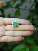 Doğal Taş Yeşil Akik Doğal Taşlı Çiçek Model Telkari Kadın Ayarlanabilir Gümüş Kaplama Yüzük euy61yar thumbnail 3