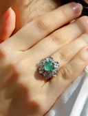 Doğal Taş Yeşil Akik Doğal Taşlı Çiçek Model Telkari Kadın Ayarlanabilir Gümüş Kaplama Yüzük euy61yar thumbnail 2