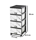 Omnipazar ELF-N298 Beyaz Mermer Desenli Plastik Mutfak Komidin Sebzelik 4 Katlı - 2