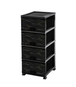 Omnipazar ELF-N298 Siyah Mermer Desenli Plastik Mutfak Komidin Sebzelik 4 Katlı - 1