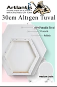Kare Yuvarlak ve Altıgen Tuval 30 cm Fanart 12 Renk 12 ml Tüp Akrilik Boya Şövale 1 Paket Arkadan Zımbalı 30x30 cm Tuval - 4