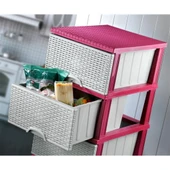 Omnipazar ELF-296 Hasır Desen Plastik Mutfak Komidin Sebzelik 4 Katlı - 3