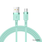 Joyroom S-1224N2 1.2M 2.4A USB-Mikro Silikon Data ve Şarj Kablosu Turkuaz - 1