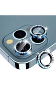 İphone 12 Pro Max  Taşlı Kamera Lens Koruyucu Çerçeveli Koruyucu - 3