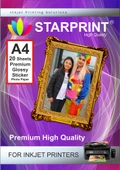 Starprint 20 Adet 150gsm A4 Yapışkanlı Parlak Fotoğraf Kağıdı - inkjet yazıcılar için - 1