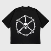 Oversize 'Zeron' Baskılı Bisiklet Yaka T-Shırt thumbnail 1