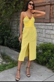 Göğsü Aksesuarlı Önü Yırtmaçlı Elbise 2899 - 3