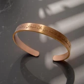 Nazar Duası Yazılı Özel Tasarım Bakır Bileklik Ayarlanabilir Anlamlı Hediye Takı thumbnail 2