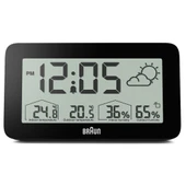 BRAUN BC13BP SİYAH DİJİTAL HAVA DURUMU ALARMLI MASA SAATİ - 1