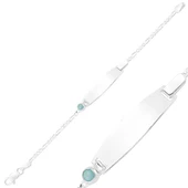 Gümüş Mavi Boncuklu Plaka Çocuk Bileklik - 1