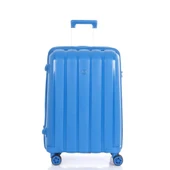 MÇS Bavul Büyük ve Orta 2li Set Kırılmaz Silikon Valiz V305 SaksMavi - 8