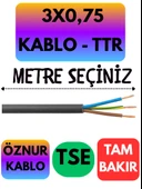 Öznur 3X0,75 TTR Kablo (Siyah) Metre Seçenekli - 1