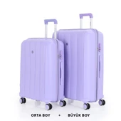 MÇS Bavul Büyük ve Orta 2li Set Kırılmaz Silikon Valiz V305 Lila thumbnail 1