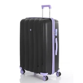MÇS Bavul Büyük ve Orta 2li Set Kırılmaz Silikon Valiz V305 Siyah/Lila thumbnail 4