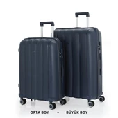 MÇS Bavul Büyük ve Orta 2li Set Kırılmaz Silikon Valiz V305 Laci thumbnail 1