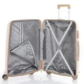 MÇS Bavul Büyük ve Orta 2li Set Kırılmaz Silikon Valiz V305 Kemik/Şampanya thumbnail 4