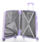 MÇS Bavul Büyük ve Orta 2li Set Kırılmaz Silikon Valiz V305 Kemik/Lila thumbnail 4