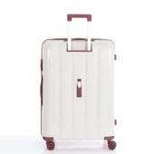MÇS Bavul Büyük ve Orta 2li Set Kırılmaz Silikon Valiz V305 Kemik/KoyuPudra - 4