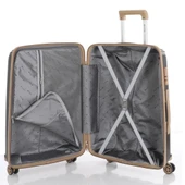 MÇS Bavul Büyük ve Orta 2li Set Kırılmaz Silikon Valiz V305 Siyah/Şampanya thumbnail 4