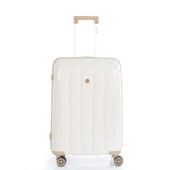MÇS Bavul Büyük ve Orta 2li Set Kırılmaz Silikon Valiz V305 Kemik/Şampanya thumbnail 8